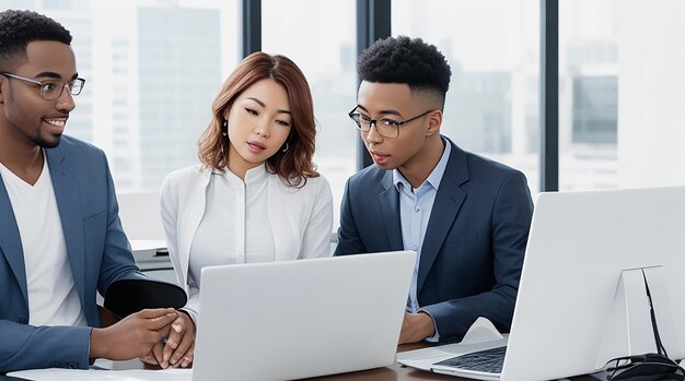 Jóvenes empresarios trabajando en la oficina.