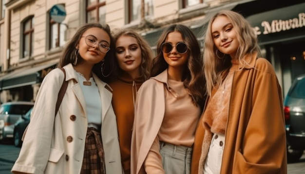 Jóvenes hermosas chicas sonrientes después de compras exitosas