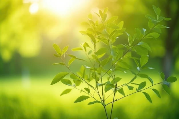 Jóvenes hojas frescas y jugosas en las ramas de un árbol AI generado