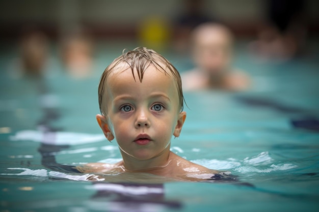 Jóvenes nadadores en la piscina antes de una carrera creada con IA generativa