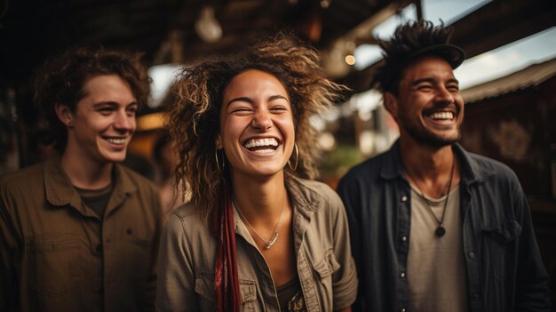 Foto jovens amigos a divertir-se na cidade.