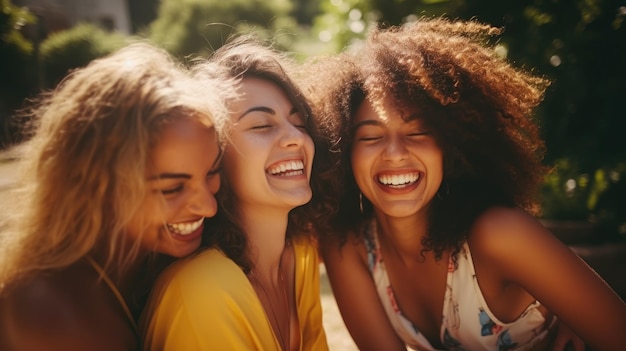 Jovens amigos de diferentes origens se divertindo ao ar livre no parque