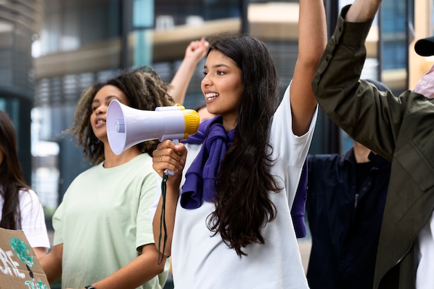 Foto jovens ativistas em ação