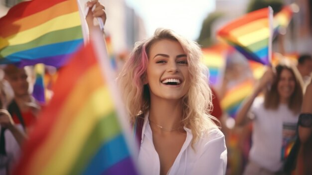 Foto jovens demonstrando pelos direitos lgbtq