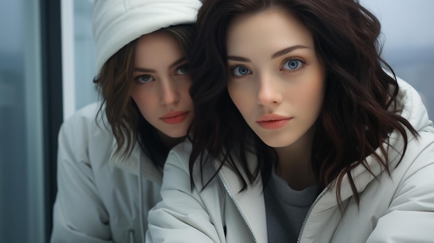 Foto jovens gêmeos fêmeas juntos