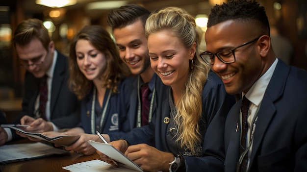 Jovens médicos e estudantes na conferência