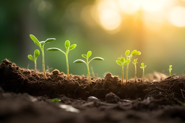 Jovens plantando-se do solo