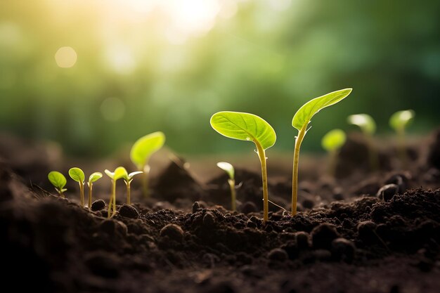 Jovens plantando-se do solo