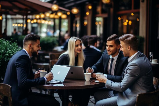 Jovens profissionais tomando um café e discutindo 242_block_0_1jpg