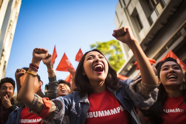 Jovens unidos de diferentes origens comemorando sumpah pemuda