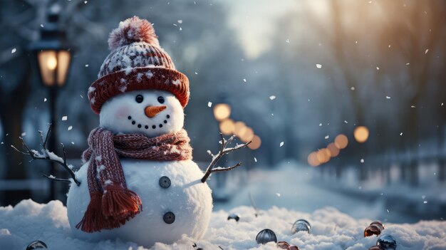 Jovial Hombre de Nieve en el País de las Maravillas de Invierno