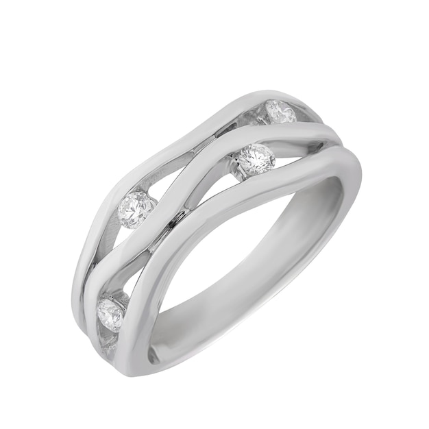 Joyas anillo de bodas oro blanco Compromiso plata anillo de oro blanco aislado sobre fondo blanco.