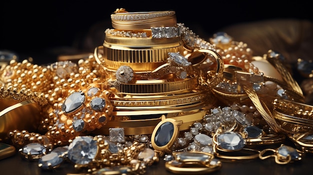 Foto joyas anillos de oro con diamantes y joyas de oro