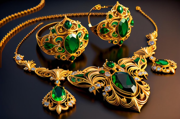 Joyas oro con verde esmeralda accesorios de lujo Generativo AIxA