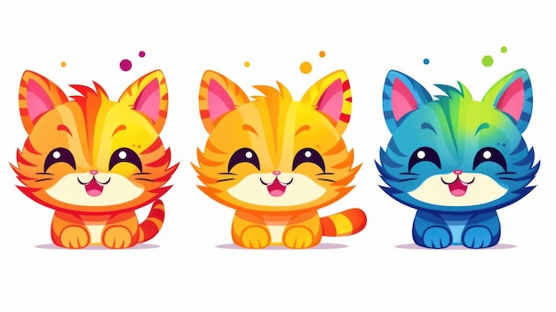 Joyful Kitty Bigotes Un gato de dibujos animados de colores Sonrisa