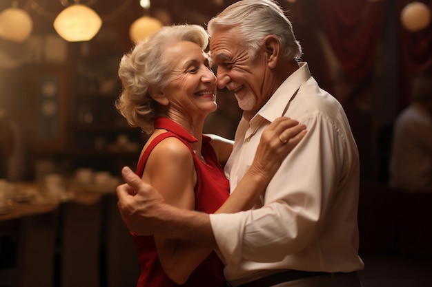 Joyful Steps Active Senior Couple Dancing Generative von Ai