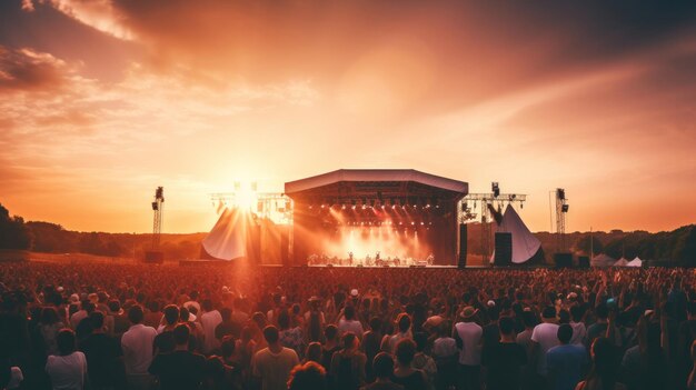 Jubelnde Menge bei einem Rockkonzert