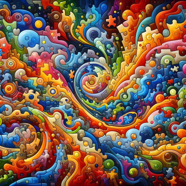 Jubilante Jigsaw abstratas formas coloridas se encaixando como fundo de quebra-cabeça