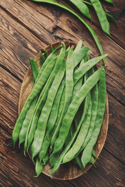 Judías verdes frescas crudas