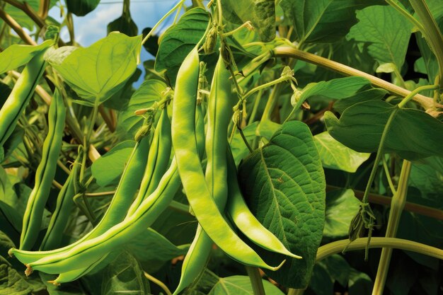 Judías verdes que crecen en un jardín en verano IA generativa