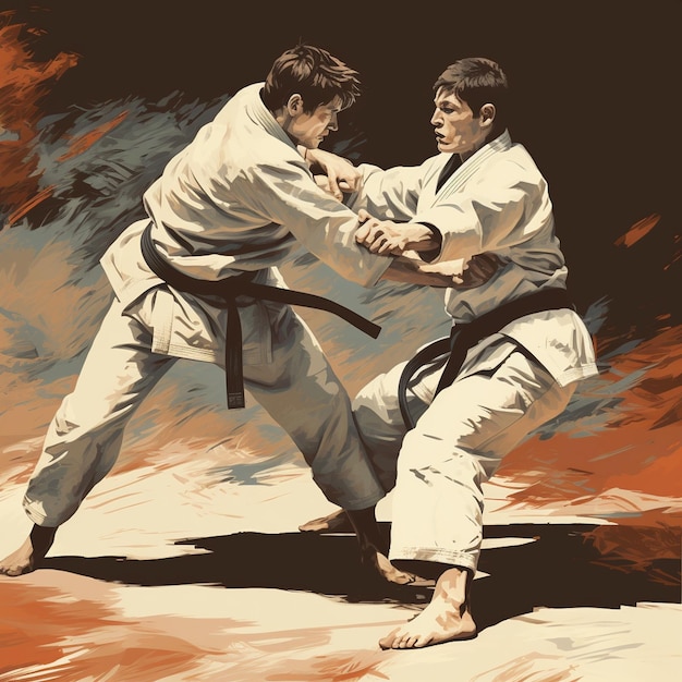 Judo una pareja de judokas practicando este arte marcial