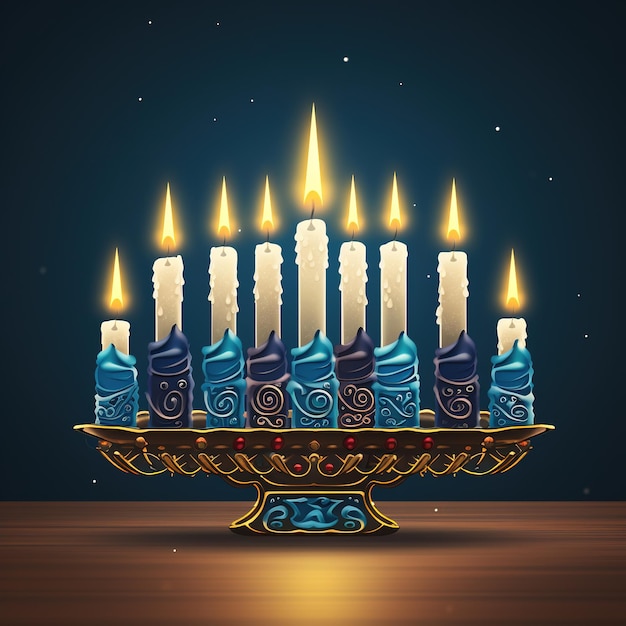 Jüdischer Chanukka-Menorah-Kerzenständer mit 9 Zweigen, traditioneller hebräischer Lichterfest-Kerzenleuchter