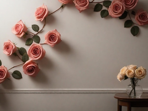 Juega con la iluminación para crear un efecto de sombra de rosas en la pared Esto puede agregar un toque sutil y artístico al fondo