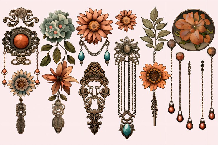 Foto juego de adornos de pegatinas caprichosas boho elegance