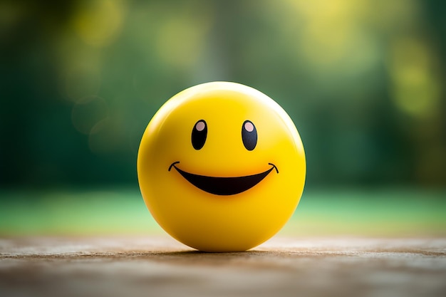 Juego alegre Sonriente bola amarilla de dibujos animados trae alegría