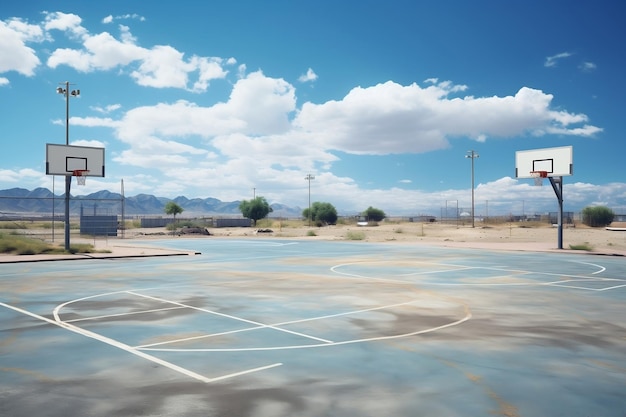 Juego de baloncesto al aire libre de Sunny Day Generative Ai