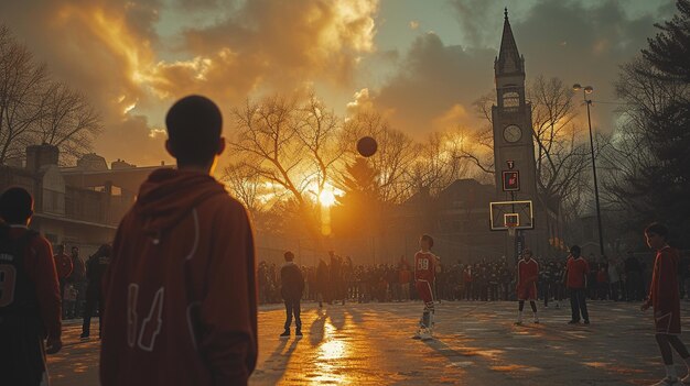 Foto un juego de baloncesto escolar buzzerbeater