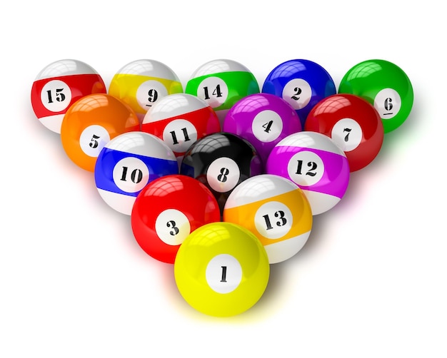 Juego de bolas de billar en blanco