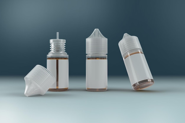 Juego de botellas de jugo de vape Chubby Gorilla de 30 ml. Configuración de escena realista de foto renderizada en 3D.