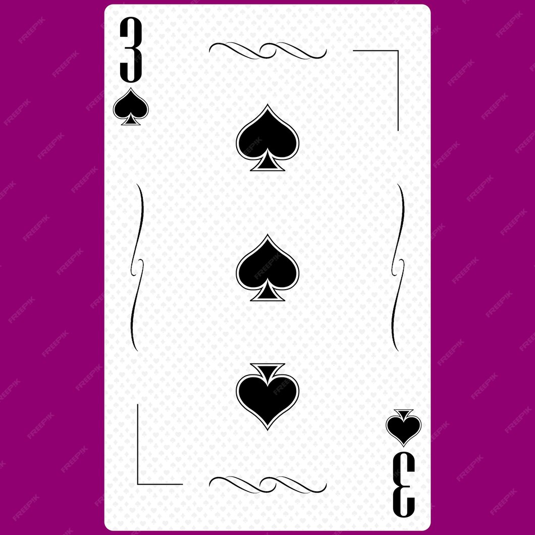 Juego de cartas three of spades suit 3 diseño moderno en blanco y negro
