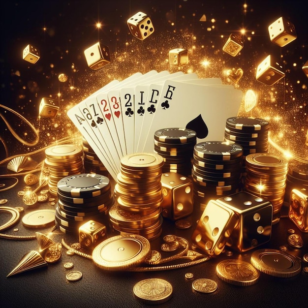 Foto un juego de casino con fichas de póquer y un juego de casino que dice 