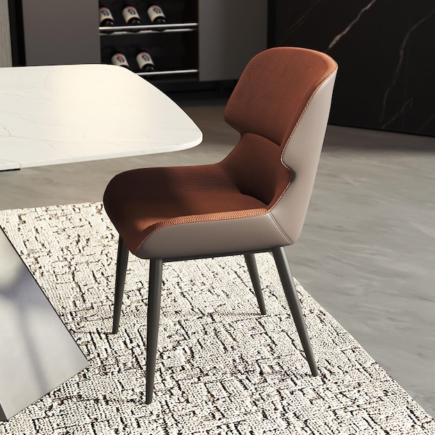 Juego de comedor de renderizado 3d mesa y silla muebles interiores