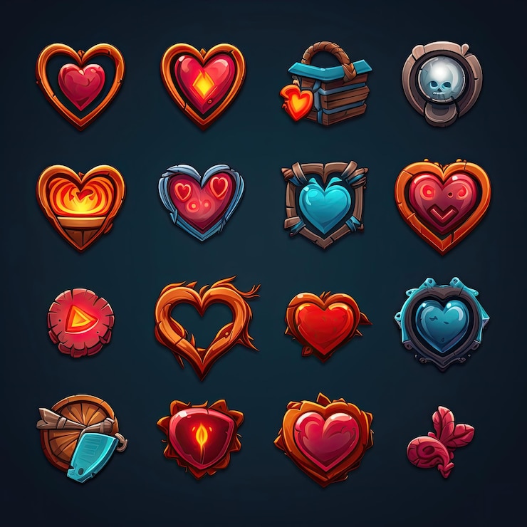 Foto el juego del corazón generado por el elemento de la ia, el signo, la forma retro, el amor romántico, la ilustración del juego del corazón.