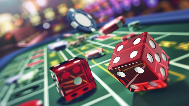 un juego con dados y dados en la parte inferior