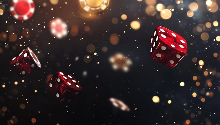 un juego de dados con un fondo borroso