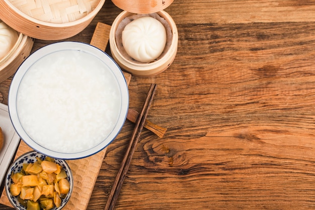 Juego de desayuno de avena china, palitos de masa frita, avena blanca,