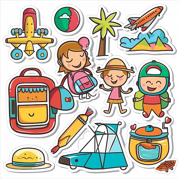 juego de dibujos animados de viaje de verano