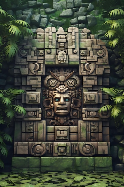 juego fondo azteca maya piedra diseño 3d ilustración