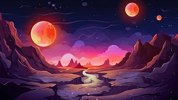 juego de fondo espacio noche alienígena paisaje de fantasía
