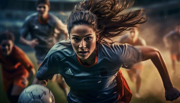 Juego de fútbol femenino en el campo de fútbol Fotografía editorial Juego de partidos de fútbol