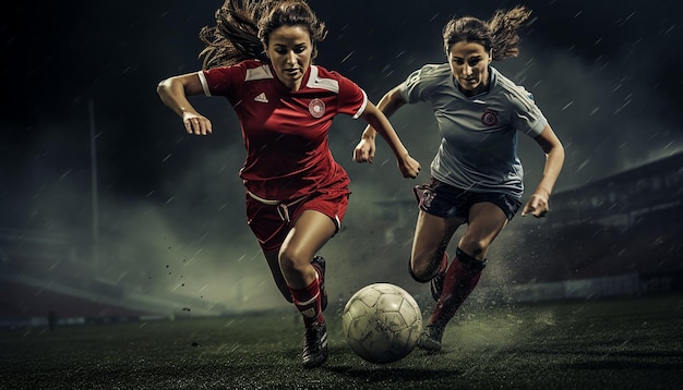 Juego de fútbol femenino en el campo de fútbol Fotografía editorial Juego de partidos de fútbol