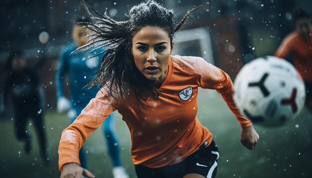 Foto juego de fútbol femenino en el campo de fútbol fotografía editorial juego de partidos de fútbol