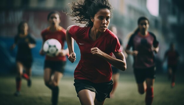 Juego de fútbol femenino en el campo de fútbol Fotografía editorial Juego de partidos de fútbol