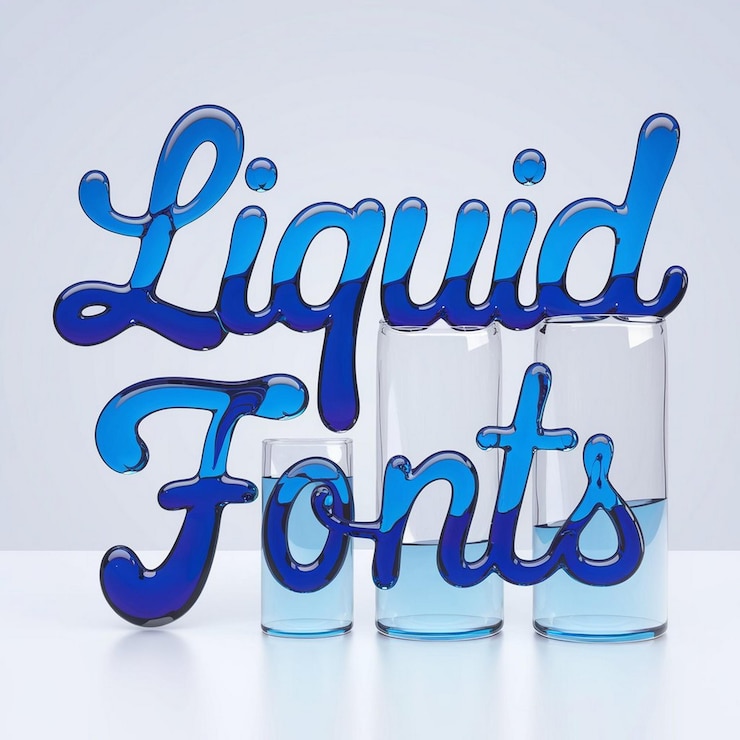 Foto un juego de gafas con letras azules que dicen fuentes líquidas