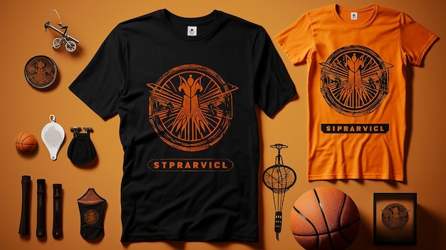 Juego de insignias del club de baloncesto Diseño gráfico para estampados de camisetas o prendas AI generativa