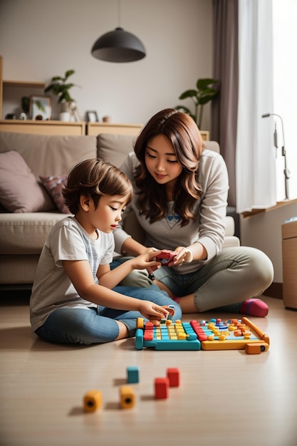 Juego de madre y niño de tiro medio